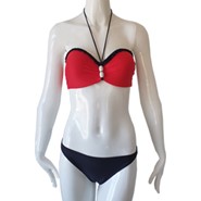 Red & Black Push Up Two Piece Swimsuit, Bikini